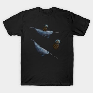 Cat Riding Narwhal Sticker Pack T-Shirt